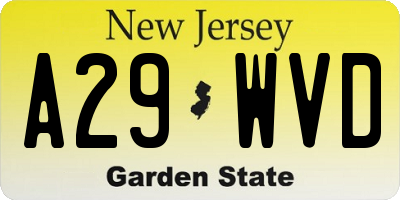 NJ license plate A29WVD