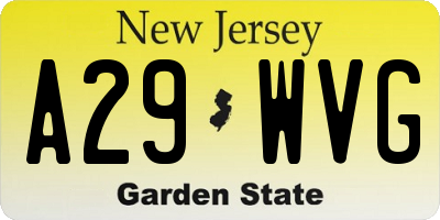 NJ license plate A29WVG