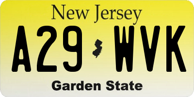 NJ license plate A29WVK