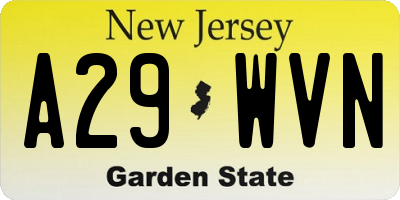 NJ license plate A29WVN