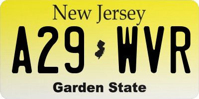 NJ license plate A29WVR