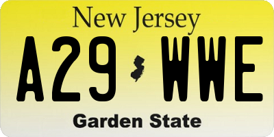 NJ license plate A29WWE