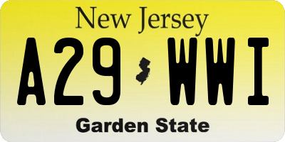 NJ license plate A29WWI
