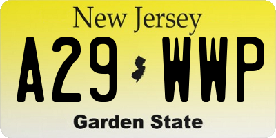 NJ license plate A29WWP