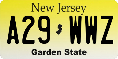 NJ license plate A29WWZ