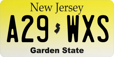NJ license plate A29WXS