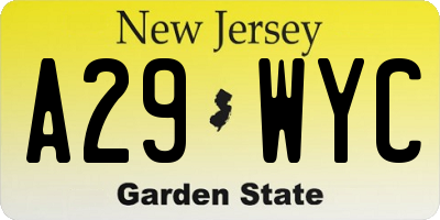 NJ license plate A29WYC