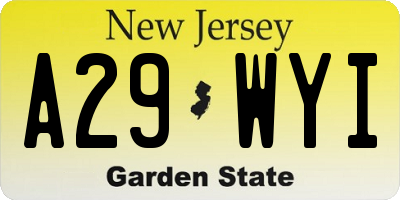 NJ license plate A29WYI
