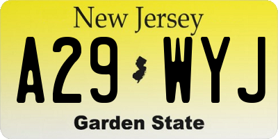 NJ license plate A29WYJ