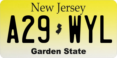 NJ license plate A29WYL