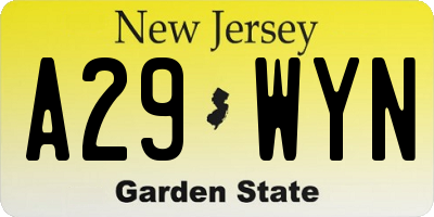 NJ license plate A29WYN