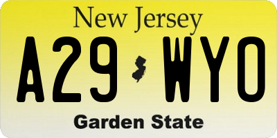 NJ license plate A29WYO