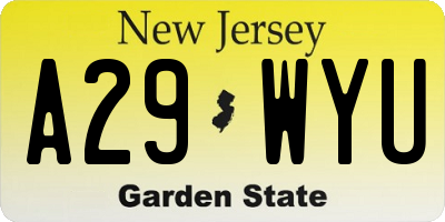 NJ license plate A29WYU