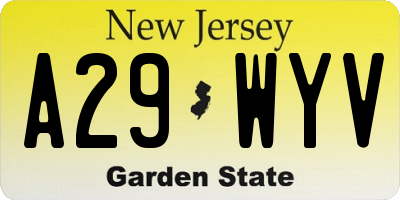 NJ license plate A29WYV