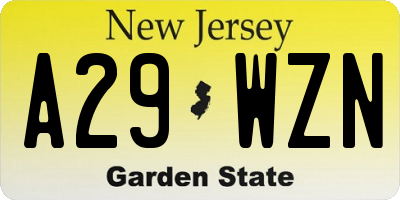 NJ license plate A29WZN