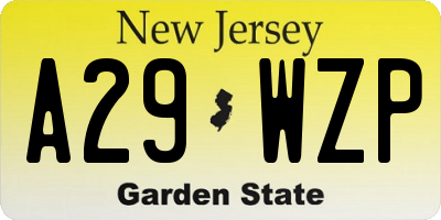 NJ license plate A29WZP