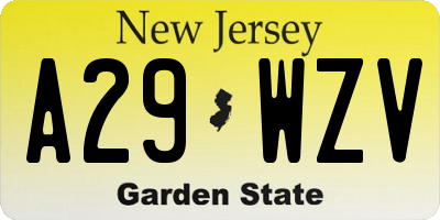 NJ license plate A29WZV
