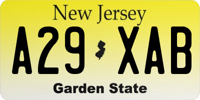 NJ license plate A29XAB