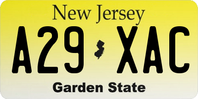 NJ license plate A29XAC