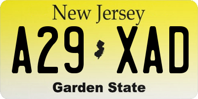 NJ license plate A29XAD