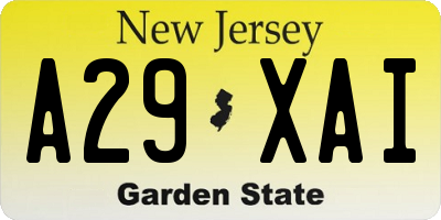 NJ license plate A29XAI