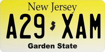 NJ license plate A29XAM