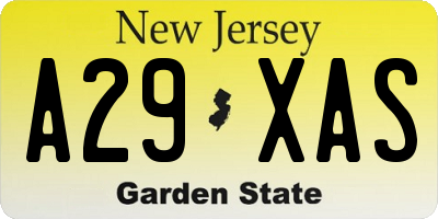 NJ license plate A29XAS