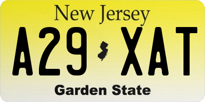 NJ license plate A29XAT