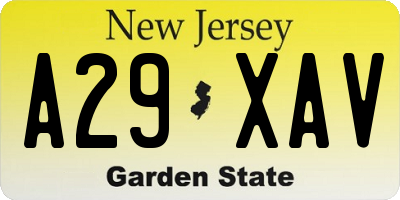 NJ license plate A29XAV