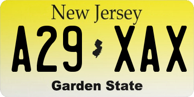 NJ license plate A29XAX