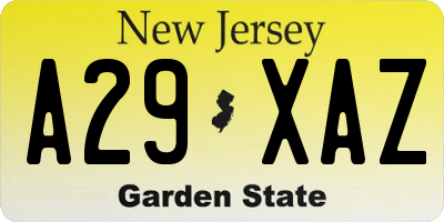 NJ license plate A29XAZ