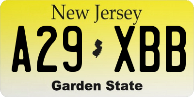 NJ license plate A29XBB