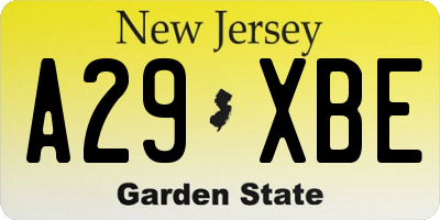 NJ license plate A29XBE