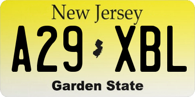 NJ license plate A29XBL