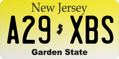NJ license plate A29XBS