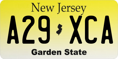 NJ license plate A29XCA