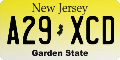 NJ license plate A29XCD