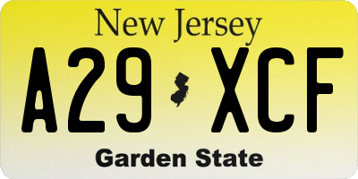 NJ license plate A29XCF