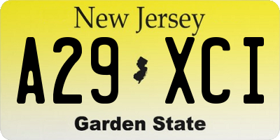 NJ license plate A29XCI
