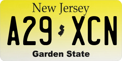 NJ license plate A29XCN