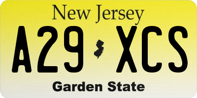 NJ license plate A29XCS