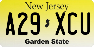 NJ license plate A29XCU
