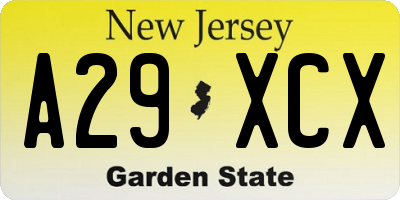 NJ license plate A29XCX