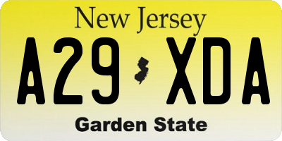 NJ license plate A29XDA
