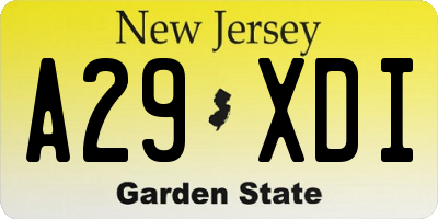 NJ license plate A29XDI