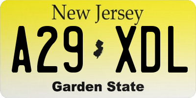 NJ license plate A29XDL