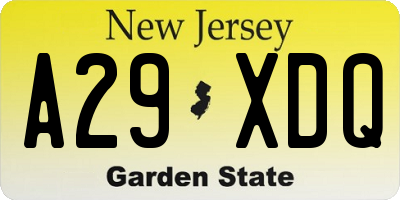 NJ license plate A29XDQ