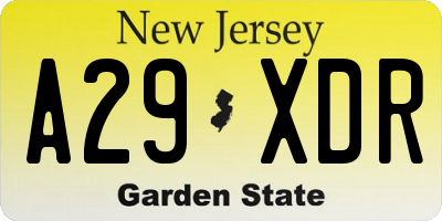 NJ license plate A29XDR
