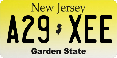 NJ license plate A29XEE