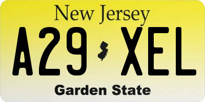 NJ license plate A29XEL